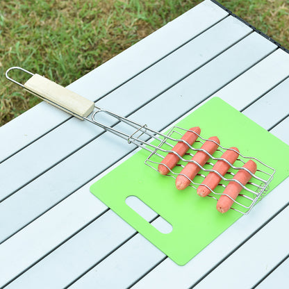 Outdoor Grilling Tools Wooden Handle Clip Rack