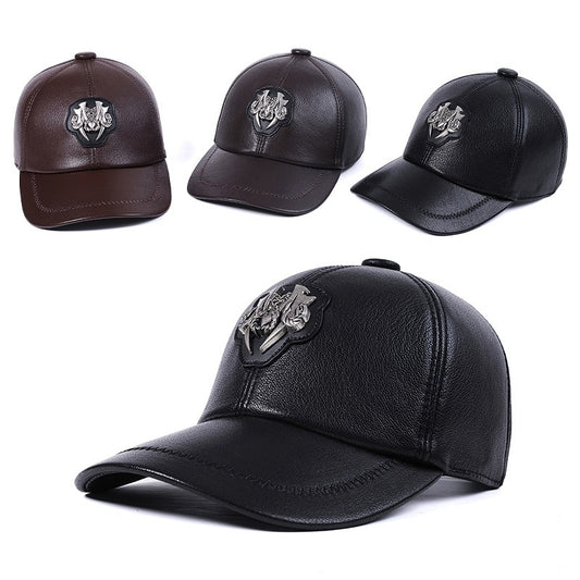Genuine Leather Peaked Cap Goat Skin