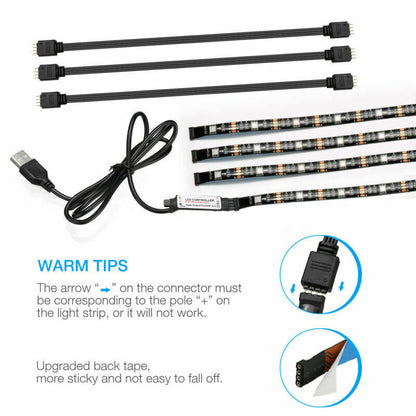 USB RGB LED Strip Light Kit (4x50cm) for TV and Computer Background
