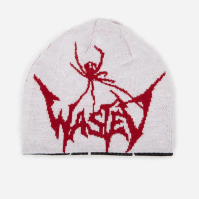 Knitted Spider Embroidered Autumn Winter Hat
