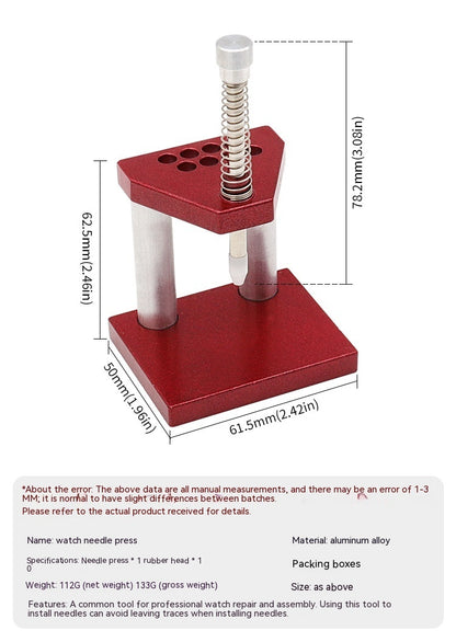 Red Metal Watch Needle Press