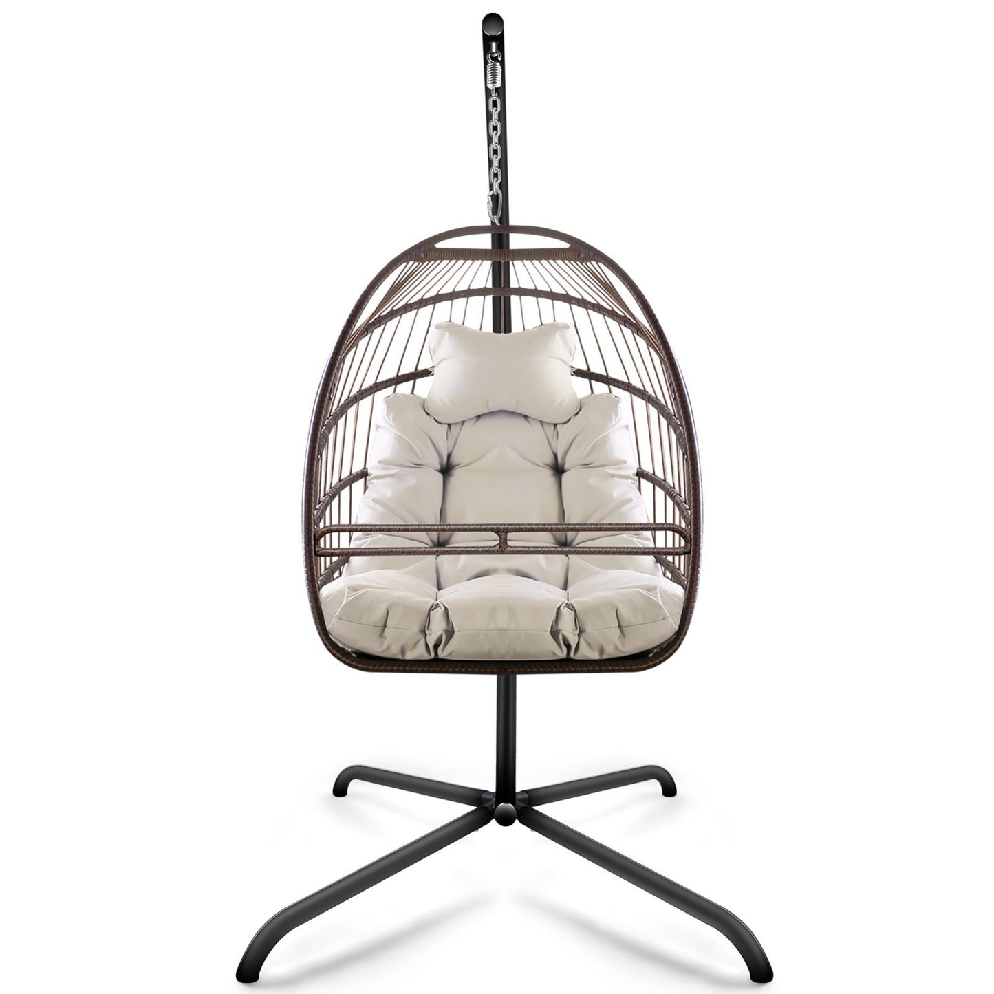 Swing Egg Chair with Stand & UV-Resistant Cushion - 350 lbs Capacity