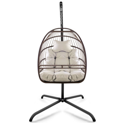 Swing Egg Chair with Stand & UV-Resistant Cushion - 350 lbs Capacity