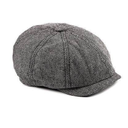 Fashion Retro Octagonal Hat Men's Plaid Beret