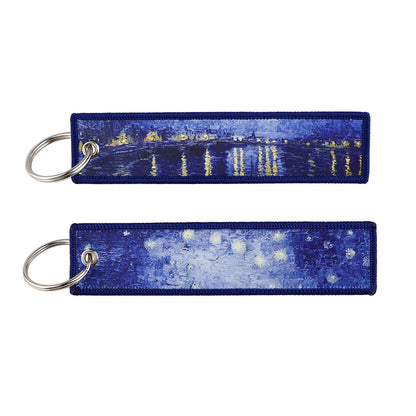Cartoon Woven Label Keychain Hanging Rope