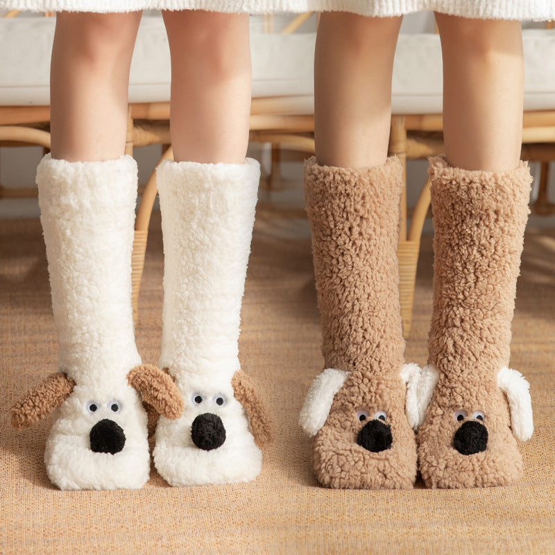 Cute Cartoon Dog Plush Winter Socks