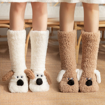 Cute Cartoon Dog Plush Winter Socks