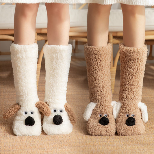 Cute Cartoon Dog Plush Winter Socks