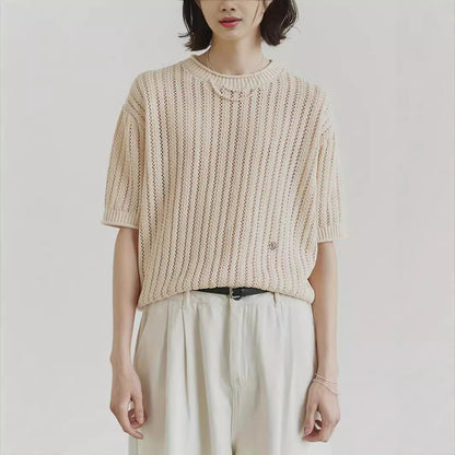 Unisex Niche Design Hollow Knitwear T-shirt