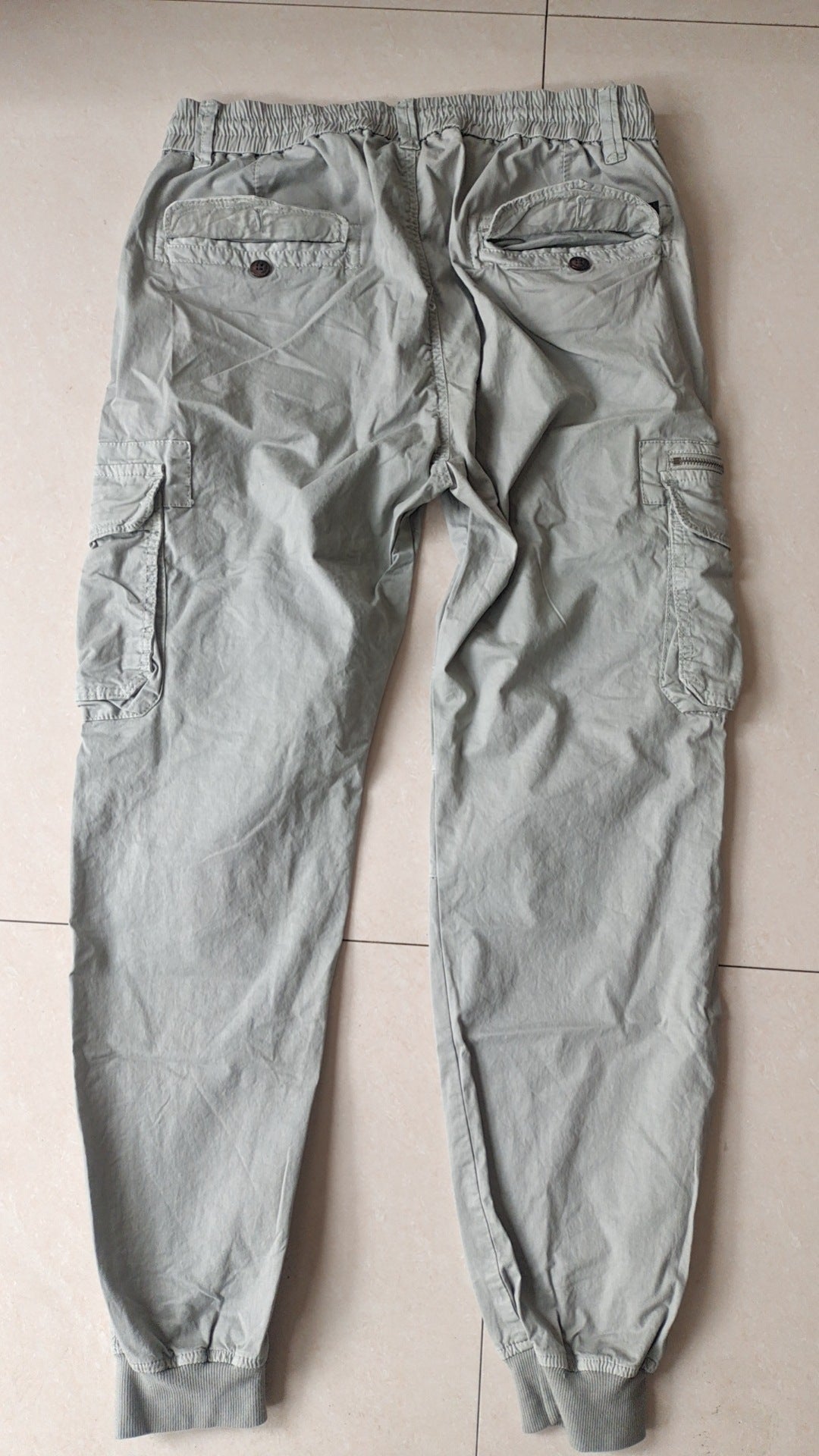 Solid Color Skinny Multi-pocket Men's Work Pants