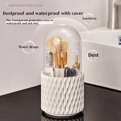 360° Rotating Makeup Brush Storage with Lid