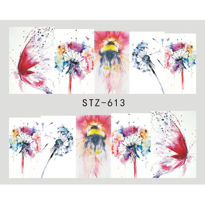 Butterfly Flower Water Transfer Decal Nail Sticker