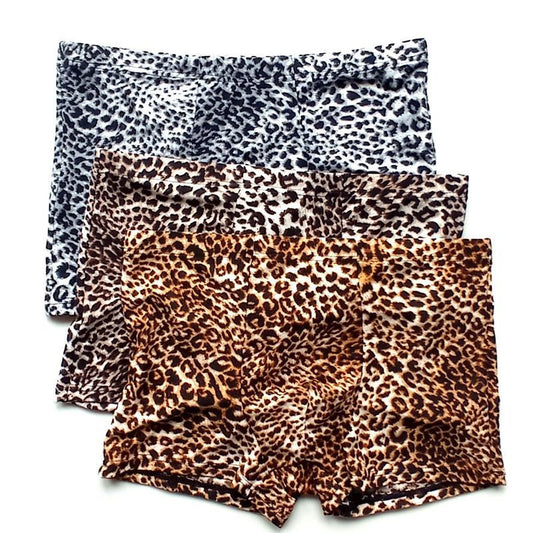 Men's Low Waist Leopard Print Elastic Boxer Briefs