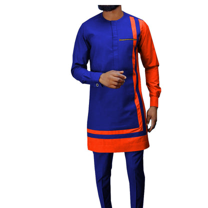 African Ethnic Printing Batik Cotton Casual Suit