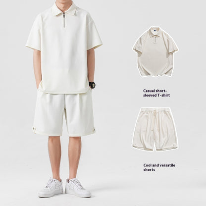 Polo Shirt Sports Shorts Solid Color Couple Suit