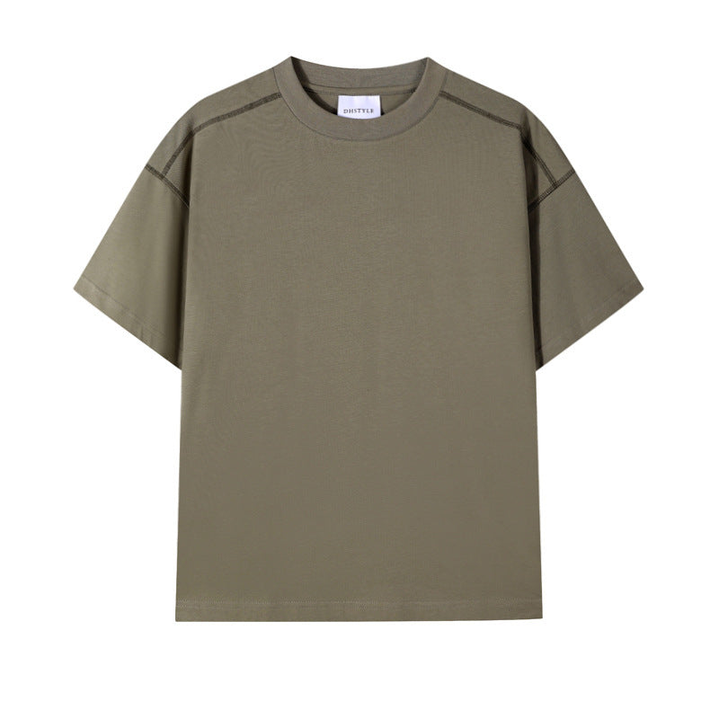 Retro Casual Contrast Color Line T-shirt