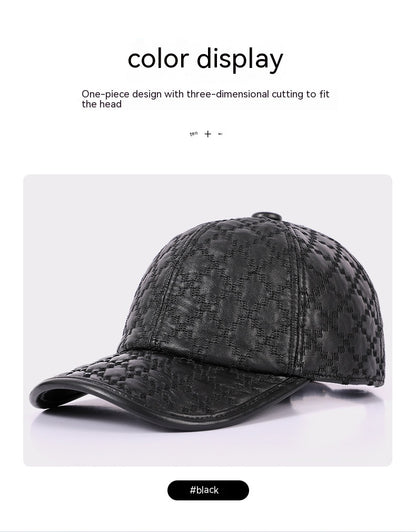 Full-grain Sheepskin Korean Style Plaid Hat Men