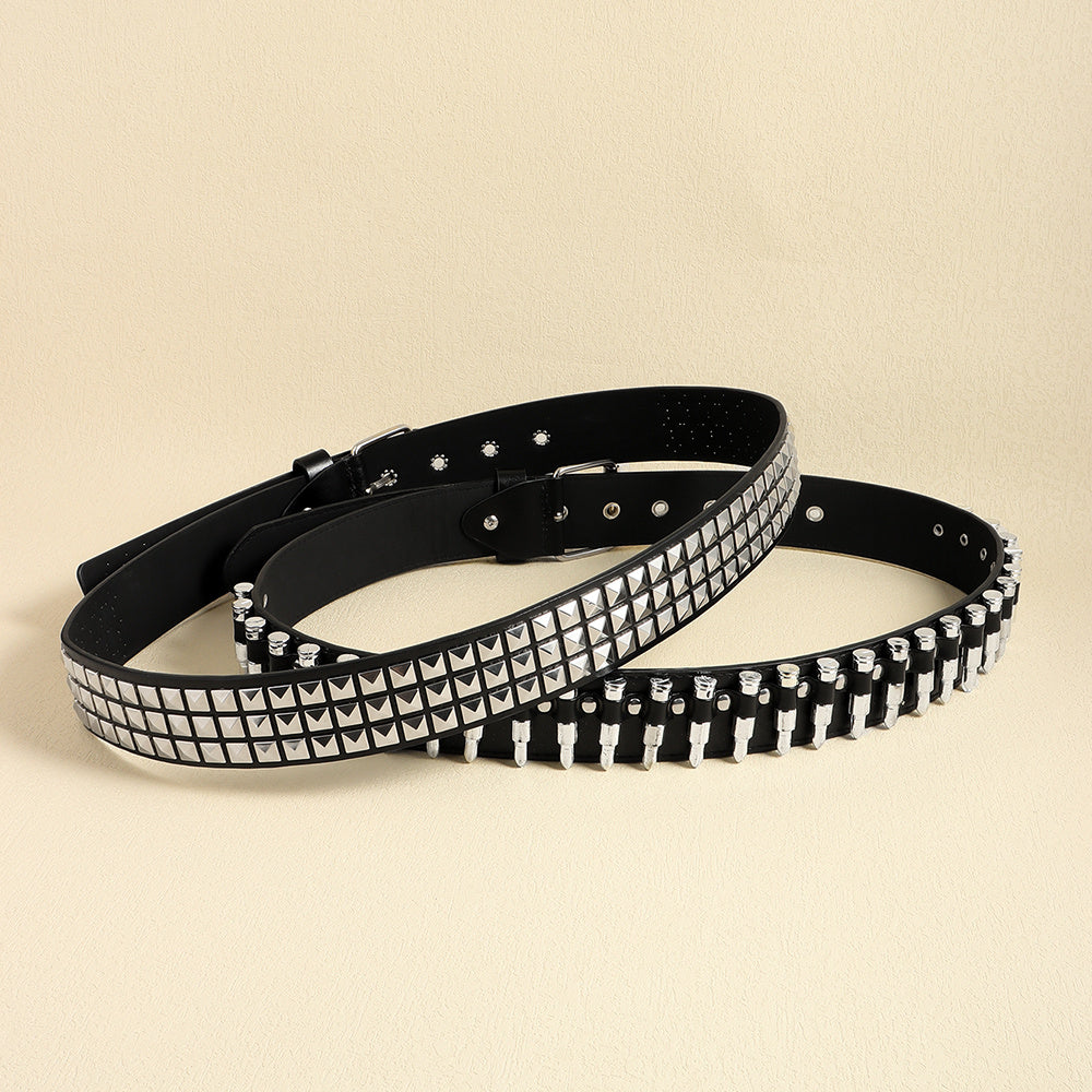 Rivet Belt Punk Bullet Black Belt