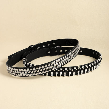 Rivet Belt Punk Bullet Black Belt