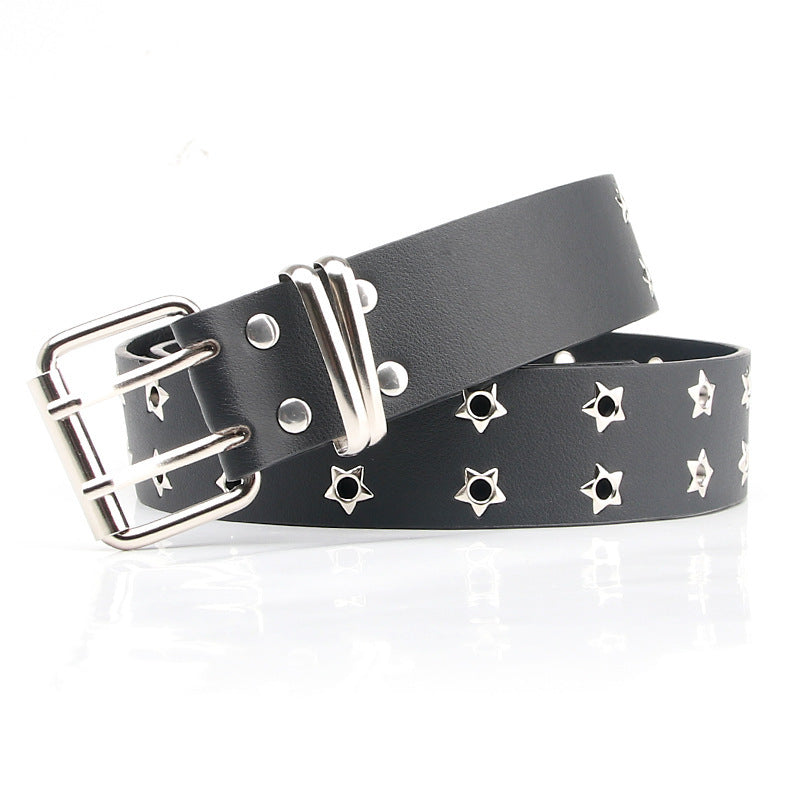 Women's Casual Star Double Row Air Hole Belt