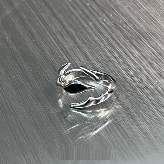 Irregular Black Onyx Street Tide Ring