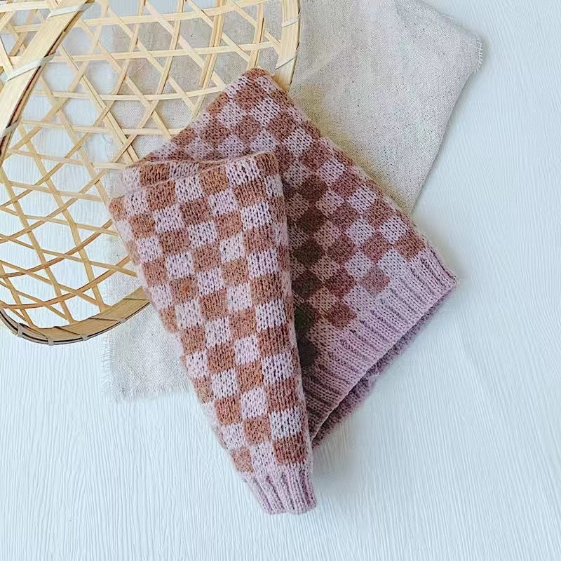 Warm All-matching Plaid Knitted Children's Scarf