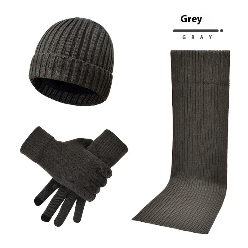 Men's Women's Knitted Wool Hat Scarf Gloves Set