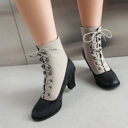 Retro British Style Cone-shaped Heel Martin Boots