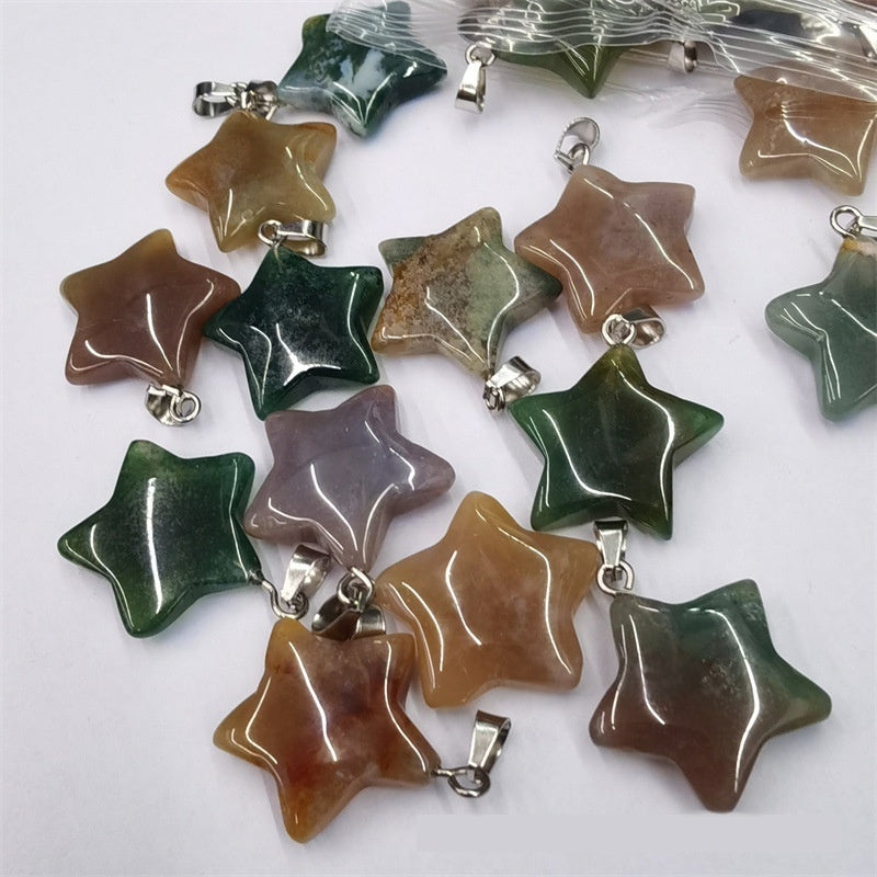 Natural Stone Crystal Agate Star Pendant
