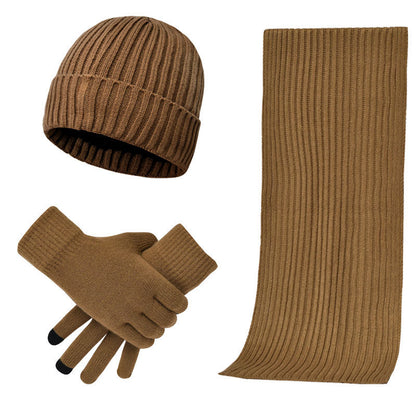 Men's Women's Knitted Wool Hat Scarf Gloves Set