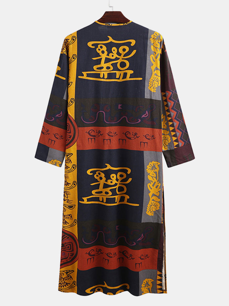 Casual Printed Long Sleeve Dubai Robe