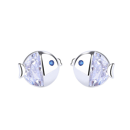 S925 Sterling Silver Kissing Gourami Stud Earrings