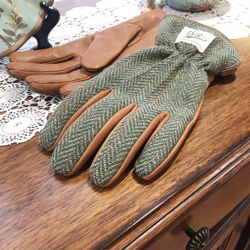 Fleece-lined Motorcycle Touch Screen Leather Gloves