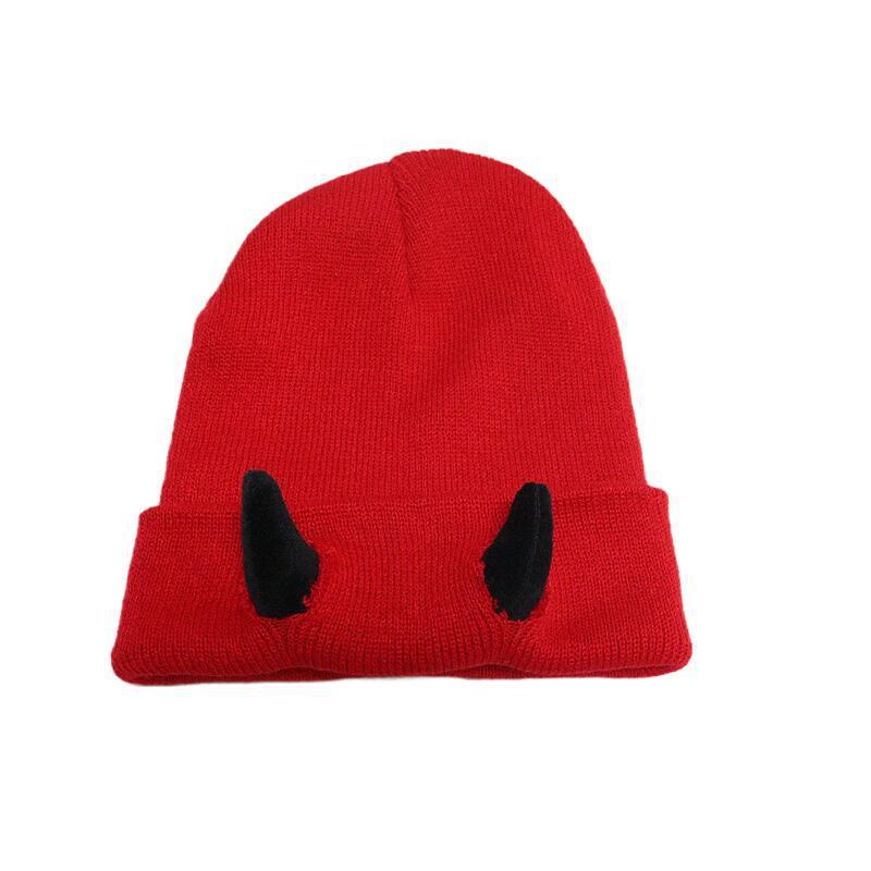 Autumn Winter Devil Horn Knitted Wool Cap