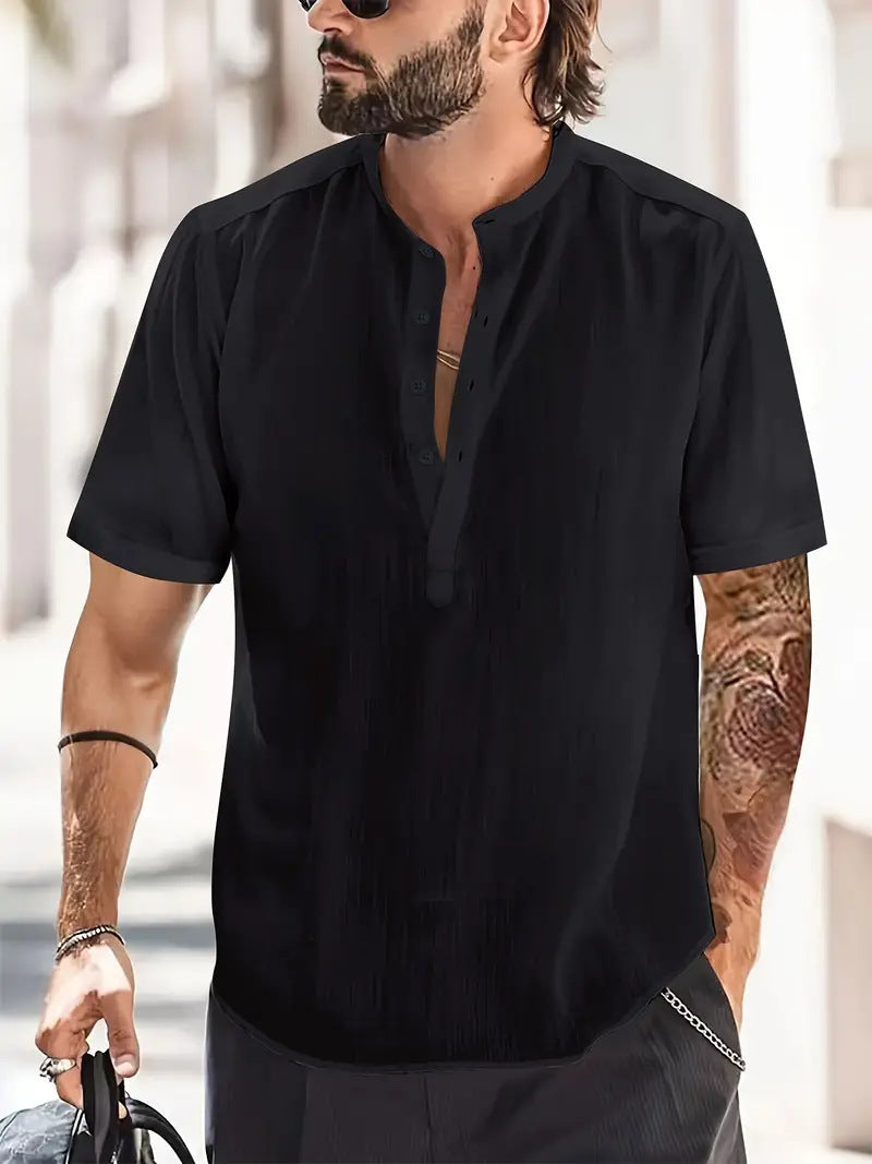 Men's Chest Pocket Solid Color Casual T-shirt