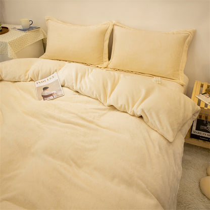 Four-piece Double-sided Fleece Duvet Cover Yellow