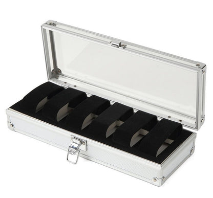 Aluminum 6 Watches Box Table Box Jewelry Storage Organizer