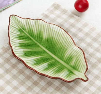 Creative Banana Leaf Ceramic Plate Seasoning Dish