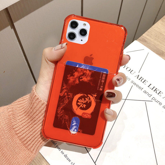 Apple Transparent Card Holder Phone Case