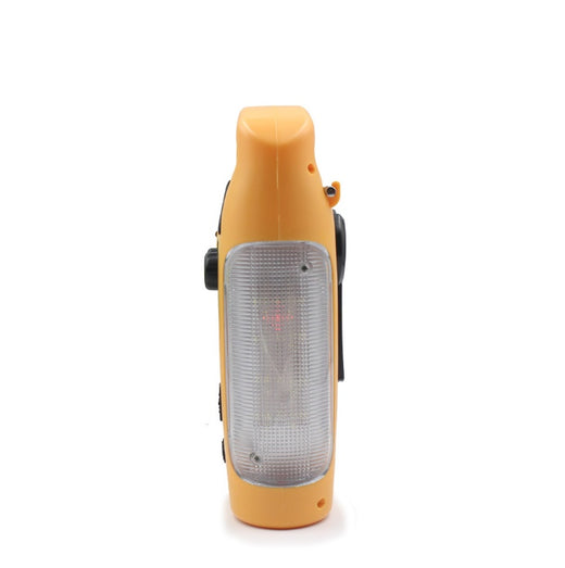 Hand-cranked radio emergency light