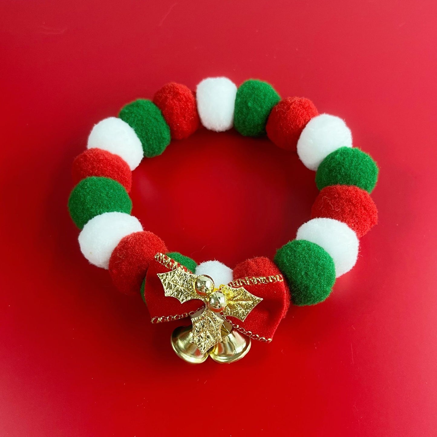 Christmas Pet Collar, Plush Necklace, Bow