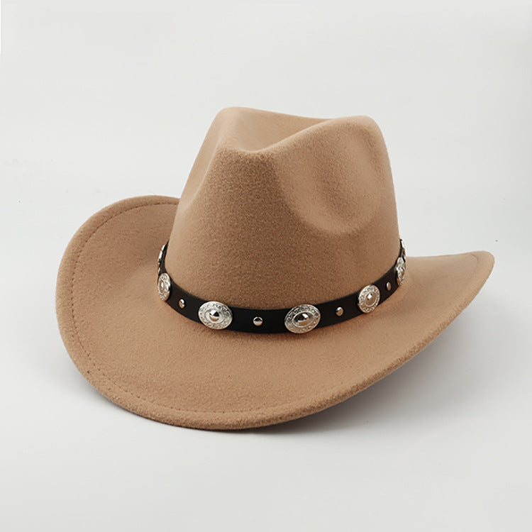 European And American Style Woolen Cowboy Hat Men's Lady Couple Ethnic Style Curling