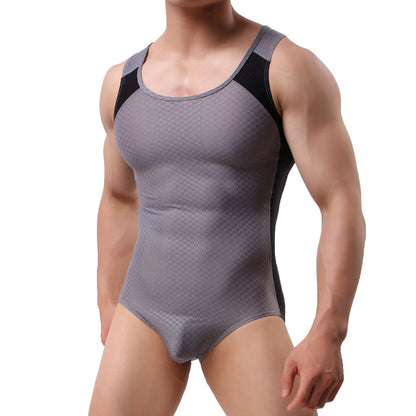 Men's Body Sculpting Nylon Sports Vest Underwear Bodysuit