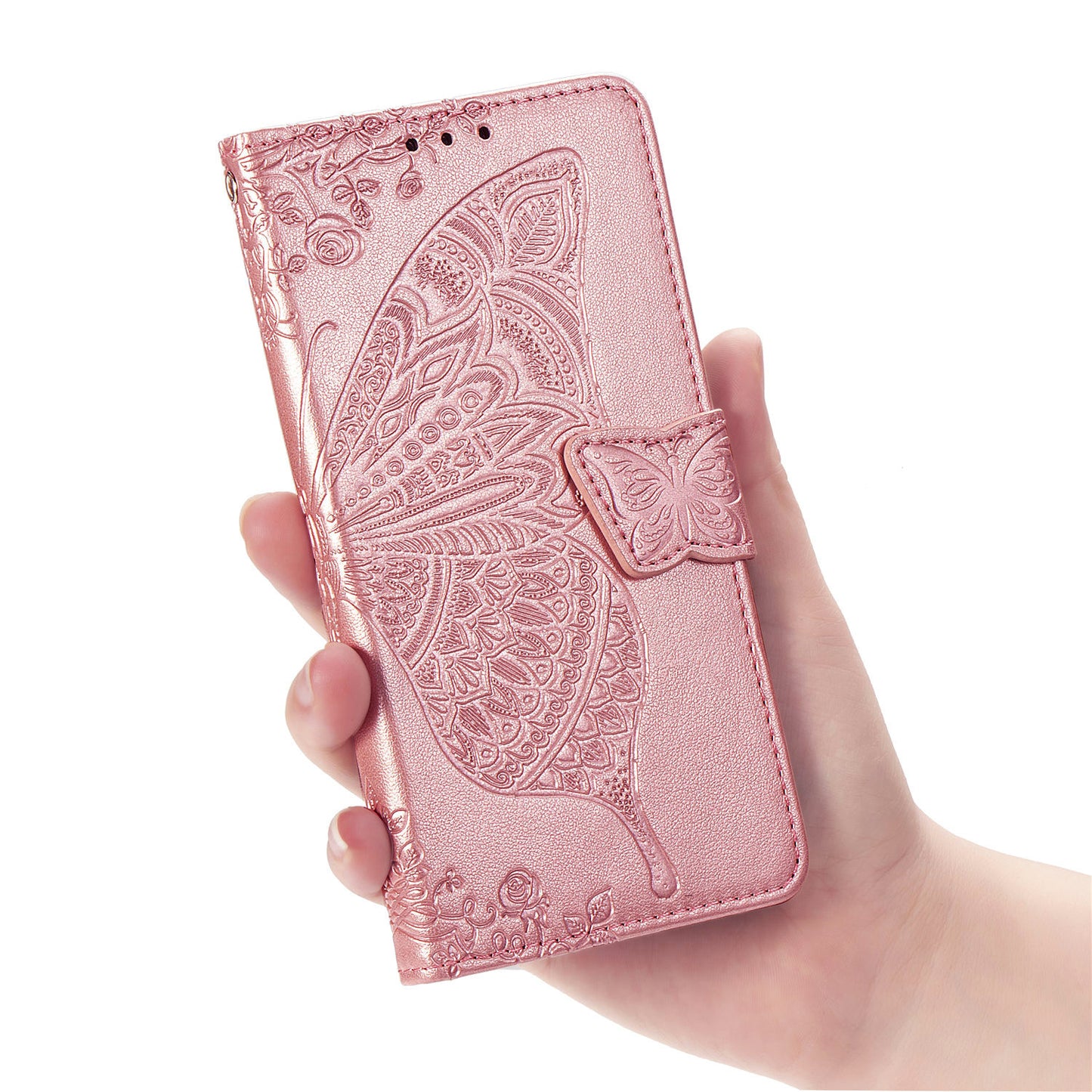 Flower Butterfly Embossed Leather Case