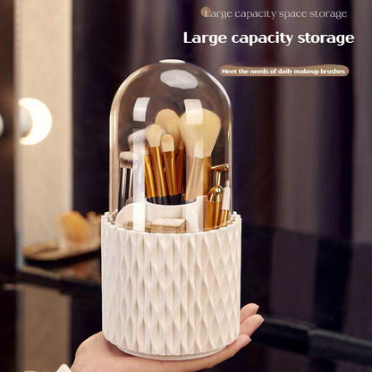 360° Rotating Makeup Brush Storage with Lid