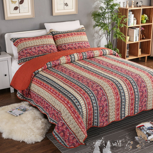 Three-piece Cotton Linen Wash Quilt Set