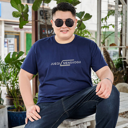 Plus Size Cotton Round Neck Men's T-shirt