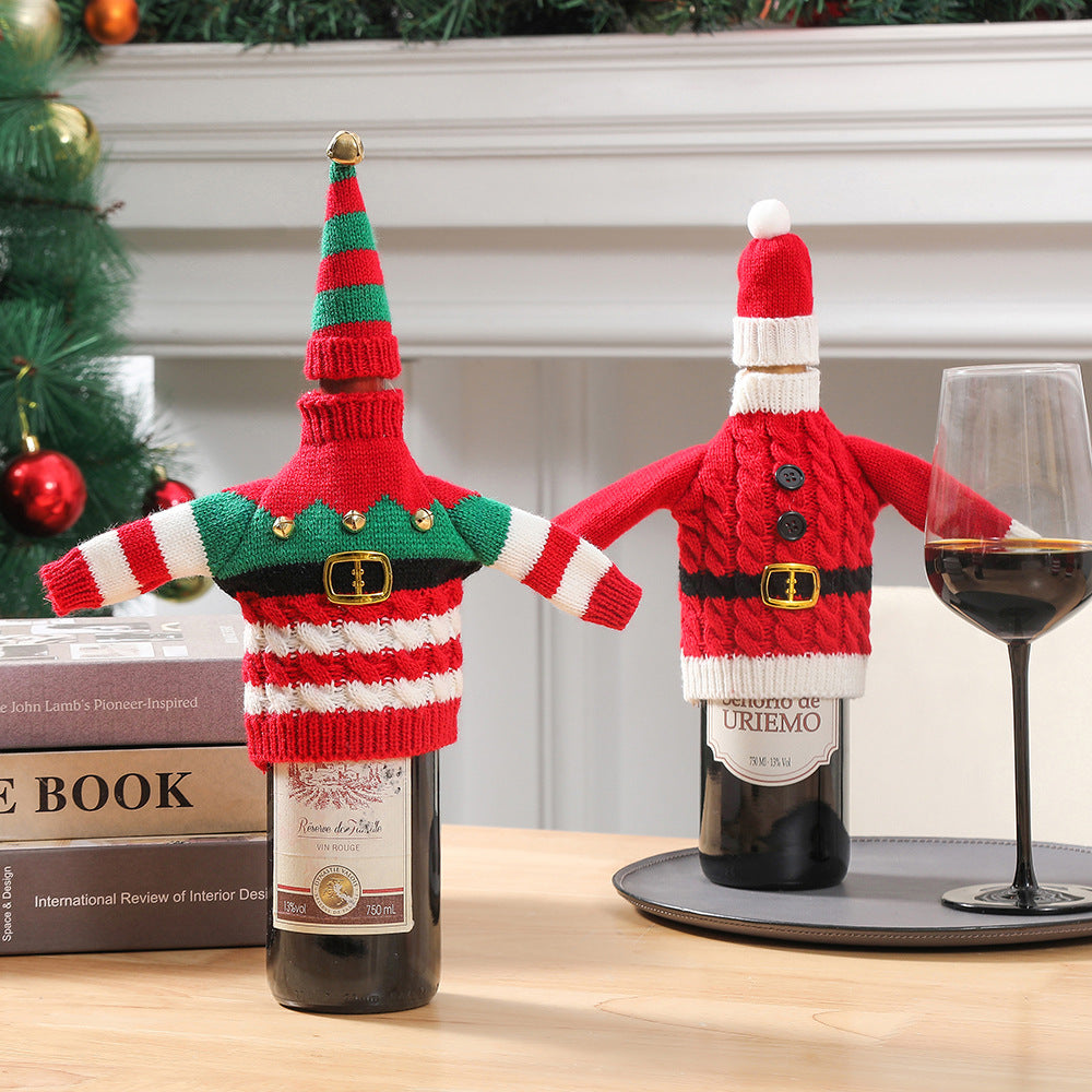 Christmas Knitted Wine Bottle Cover Decoration