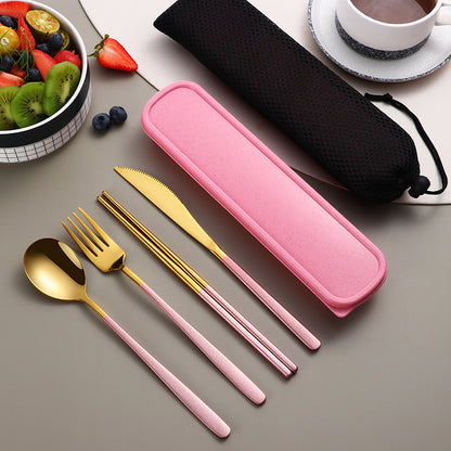 304 Stainless Steel Gold Cutlery Set With Case