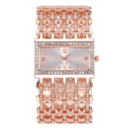 Women's Square Rhinestone Steel Band Watch